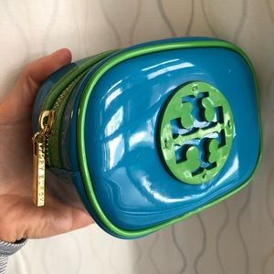 Tory Burch Largo Logo Makeup Bag in Blue/Green